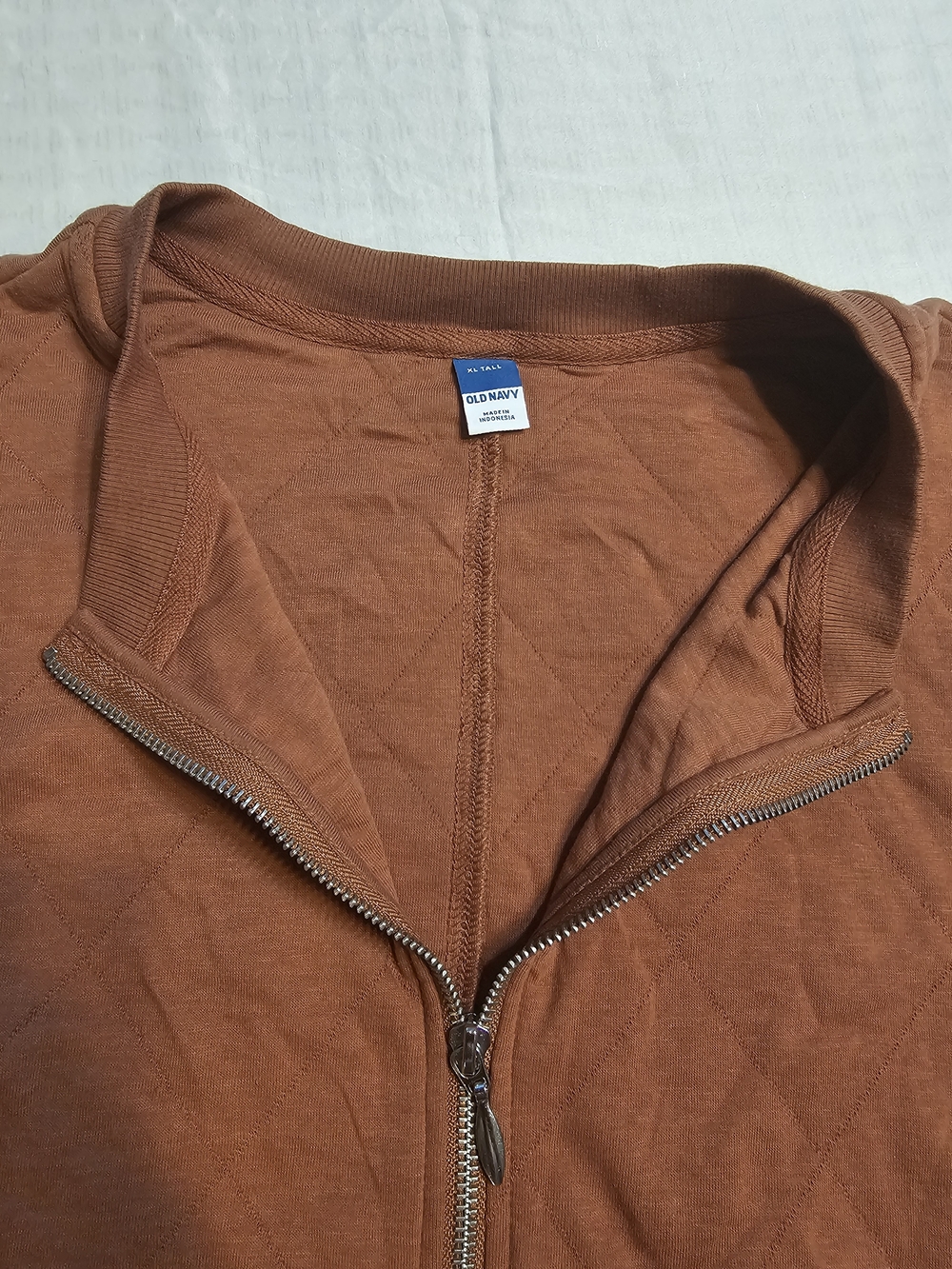 Old Navy Quilted Quarter Zip Sweatshirt Pullover NWT XL Tall Rust Terracotta Dia - Picture 3 of 4